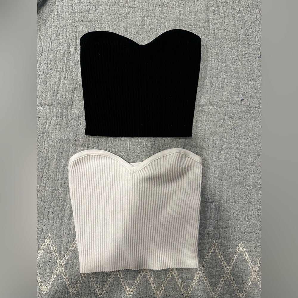Babaton Sculpt Knit Strapless Tops Bundle | Black & White 2XS